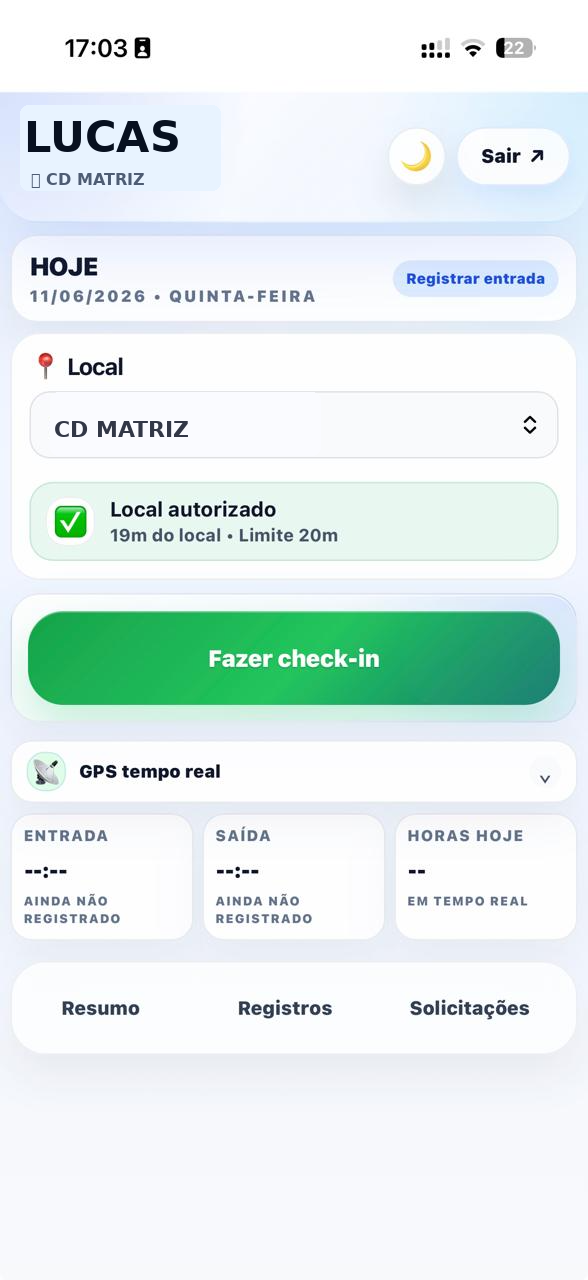 Tela mobile para bater ponto
